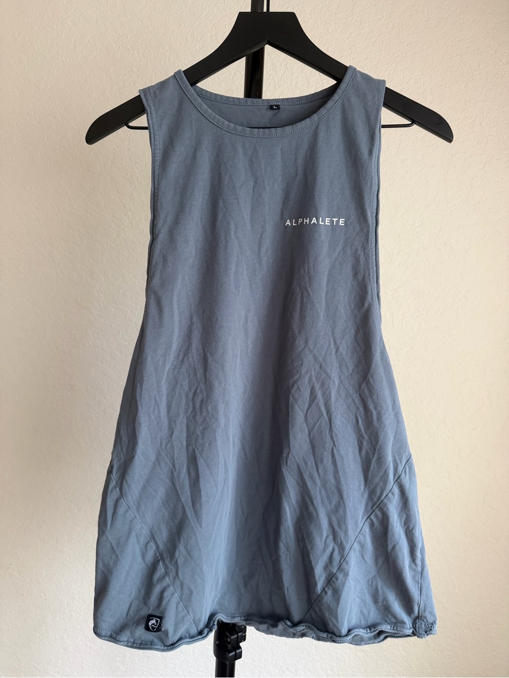 Alphalete Tank Top Grey/Blue Wolf Large L Performance Fit Men's